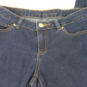 Michael Kors Women's Straight Leg Jeans Dark Wash 5 Pocket Size 4